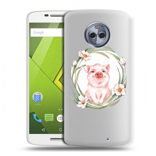 Полупрозрачный дизайнерский пластиковый чехол для Motorola Moto X4 Прозрачные свинки