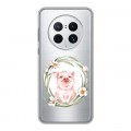 Полупрозрачный дизайнерский силиконовый с усиленными углами чехол для Huawei Mate 50 Pro Прозрачные свинки