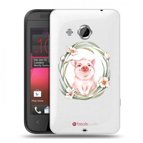 Полупрозрачный дизайнерский пластиковый чехол для HTC Desire 200 Прозрачные свинки