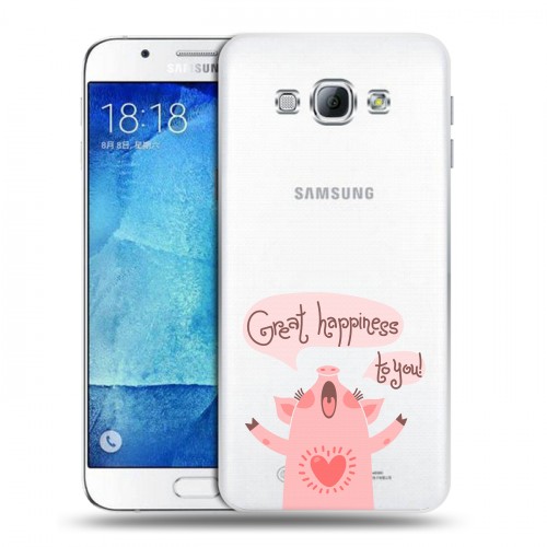 Полупрозрачный дизайнерский пластиковый чехол для Samsung Galaxy A8 Прозрачные свинки