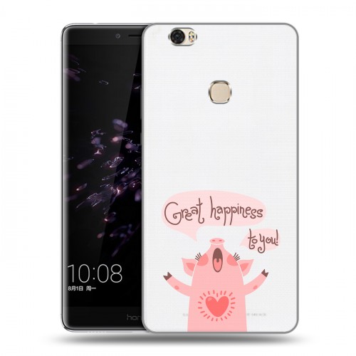 Полупрозрачный дизайнерский пластиковый чехол для Huawei Honor Note 8 Прозрачные свинки