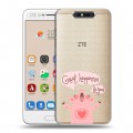 Полупрозрачный дизайнерский пластиковый чехол для ZTE Blade V8 Прозрачные свинки