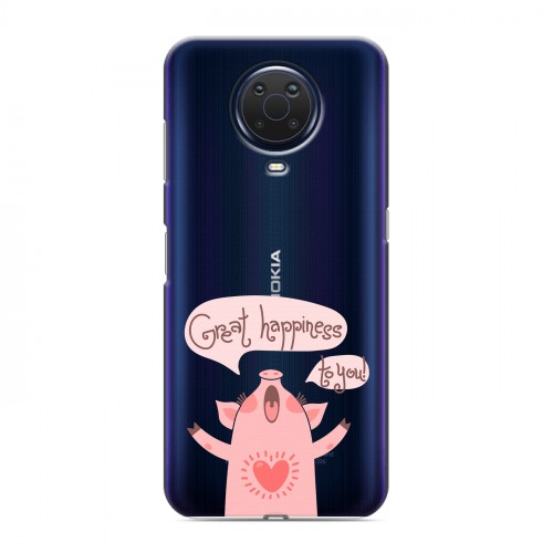 Полупрозрачный дизайнерский силиконовый с усиленными углами чехол для Nokia G20 Прозрачные свинки