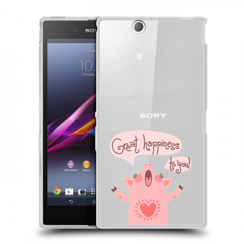 Полупрозрачный дизайнерский пластиковый чехол для Sony Xperia Z Ultra  Прозрачные свинки