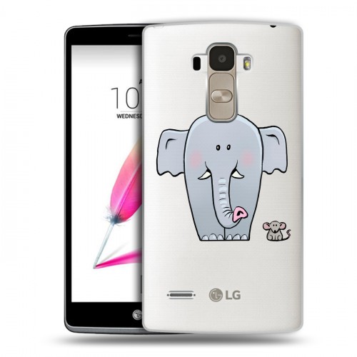 Полупрозрачный дизайнерский силиконовый чехол для LG G4 Stylus Прозрачные слоны