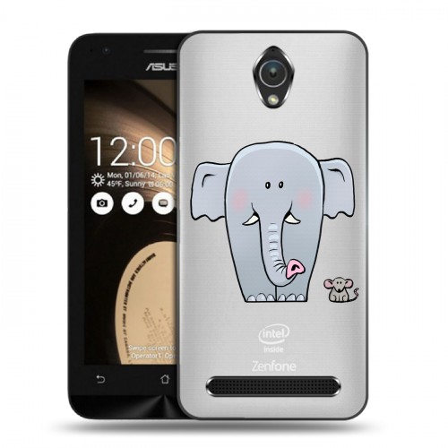 Полупрозрачный дизайнерский силиконовый чехол для ASUS Zenfone Go Прозрачные слоны