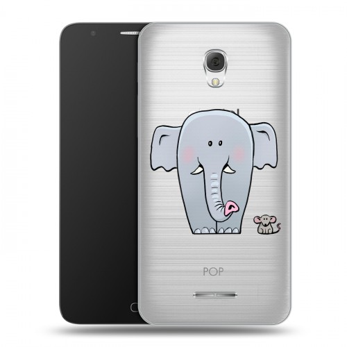 Полупрозрачный дизайнерский пластиковый чехол для Alcatel Pop 4 Plus Прозрачные слоны