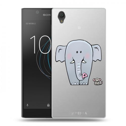 Полупрозрачный дизайнерский пластиковый чехол для Sony Xperia L1 Прозрачные слоны