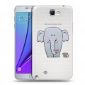 Полупрозрачный дизайнерский пластиковый чехол для Samsung Galaxy Note 2 Прозрачные слоны