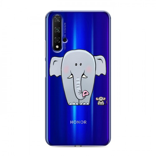 Полупрозрачный дизайнерский пластиковый чехол для Huawei Honor 20 Прозрачные слоны