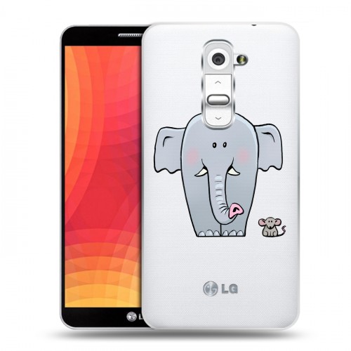 Полупрозрачный дизайнерский пластиковый чехол для LG Optimus G2 Прозрачные слоны