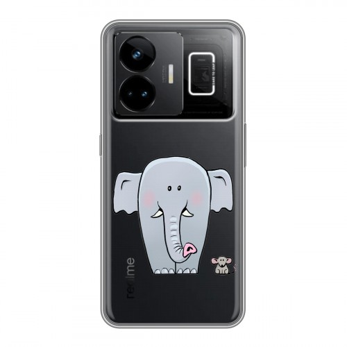 Полупрозрачный дизайнерский силиконовый с усиленными углами чехол для Realme GT3 Прозрачные слоны