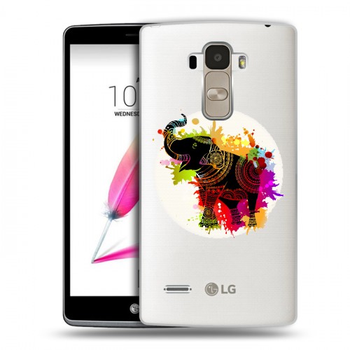 Полупрозрачный дизайнерский силиконовый чехол для LG G4 Stylus Прозрачные слоны