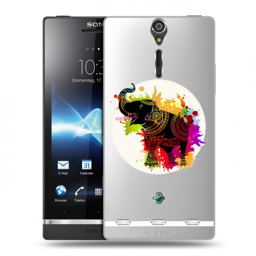 Полупрозрачный дизайнерский пластиковый чехол для Sony Xperia S Прозрачные слоны