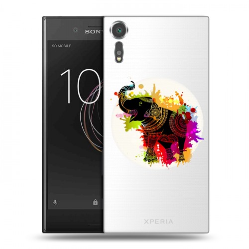 Полупрозрачный дизайнерский пластиковый чехол для Sony Xperia XZs Прозрачные слоны