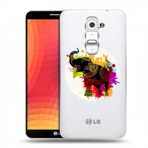 Полупрозрачный дизайнерский пластиковый чехол для LG Optimus G2 Прозрачные слоны