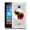 Полупрозрачный дизайнерский пластиковый чехол для Microsoft Lumia 435 Прозрачные слоны