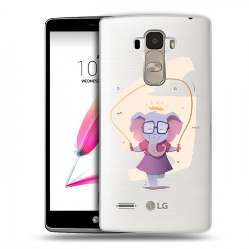 Полупрозрачный дизайнерский пластиковый чехол для LG G4 Stylus Прозрачные слоны