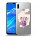 Полупрозрачный дизайнерский пластиковый чехол для Huawei Y6 (2019) Прозрачные слоны