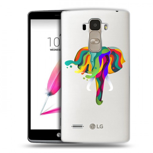 Полупрозрачный дизайнерский пластиковый чехол для LG G4 Stylus Прозрачные слоны