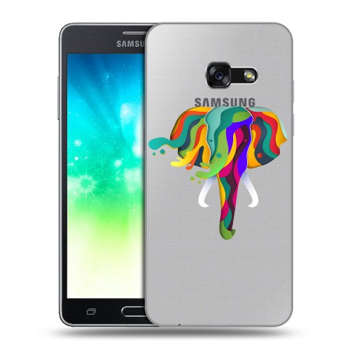 Полупрозрачный дизайнерский пластиковый чехол для Samsung Galaxy A3 (2017) Прозрачные слоны