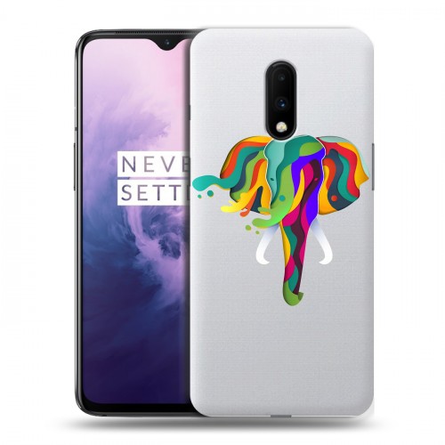 Полупрозрачный дизайнерский пластиковый чехол для OnePlus 7 Прозрачные слоны