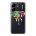 Полупрозрачный дизайнерский пластиковый чехол для Xiaomi Poco C65 Прозрачные слоны