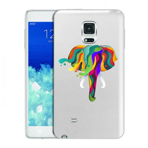 Полупрозрачный дизайнерский пластиковый чехол для Samsung Galaxy Note Edge Прозрачные слоны