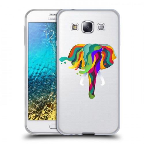 Полупрозрачный дизайнерский пластиковый чехол для Samsung Galaxy E5 Прозрачные слоны