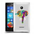 Полупрозрачный дизайнерский пластиковый чехол для Microsoft Lumia 435 Прозрачные слоны