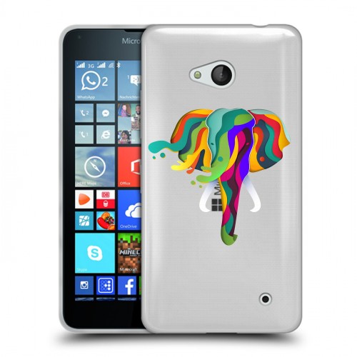 Полупрозрачный дизайнерский пластиковый чехол для Microsoft Lumia 640 Прозрачные слоны