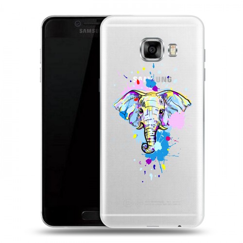 Полупрозрачный дизайнерский пластиковый чехол для Samsung Galaxy C5 Прозрачные слоны