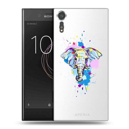 Полупрозрачный дизайнерский пластиковый чехол для Sony Xperia XZs Прозрачные слоны