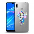 Полупрозрачный дизайнерский пластиковый чехол для Huawei Y6 (2019) Прозрачные слоны