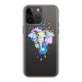 Полупрозрачный дизайнерский силиконовый чехол для Iphone 14 Pro Max Прозрачные слоны