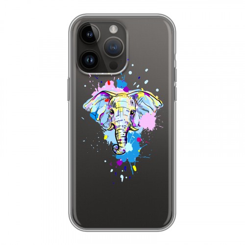 Полупрозрачный дизайнерский силиконовый чехол для Iphone 14 Pro Max Прозрачные слоны