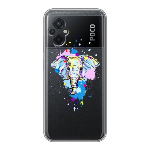 Полупрозрачный дизайнерский силиконовый с усиленными углами чехол для Xiaomi Poco M5 Прозрачные слоны