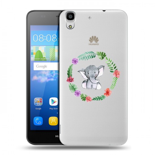 Полупрозрачный дизайнерский пластиковый чехол для Huawei Y6 Прозрачные слоны
