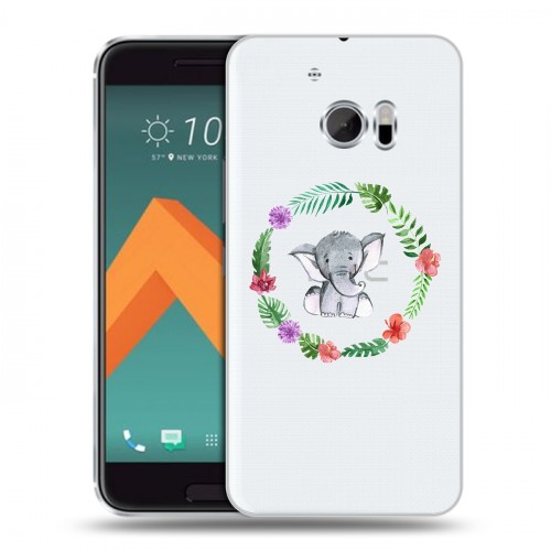 Полупрозрачный дизайнерский пластиковый чехол для HTC 10 Прозрачные слоны