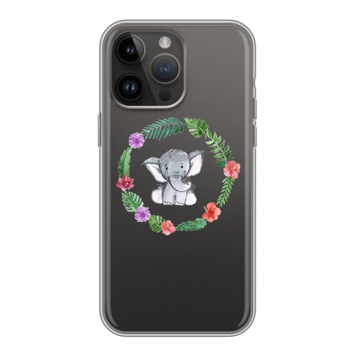 Полупрозрачный дизайнерский пластиковый чехол для Iphone 14 Pro Max Прозрачные слоны