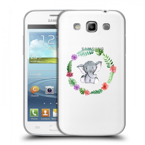 Полупрозрачный дизайнерский пластиковый чехол для Samsung Galaxy Win Прозрачные слоны