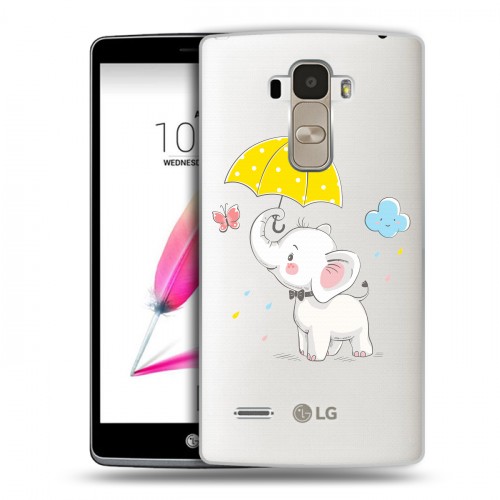 Полупрозрачный дизайнерский пластиковый чехол для LG G4 Stylus Прозрачные слоны