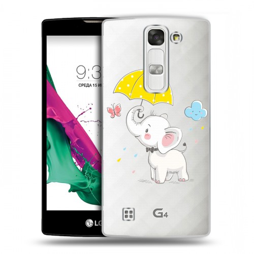 Полупрозрачный дизайнерский пластиковый чехол для LG G4c Прозрачные слоны