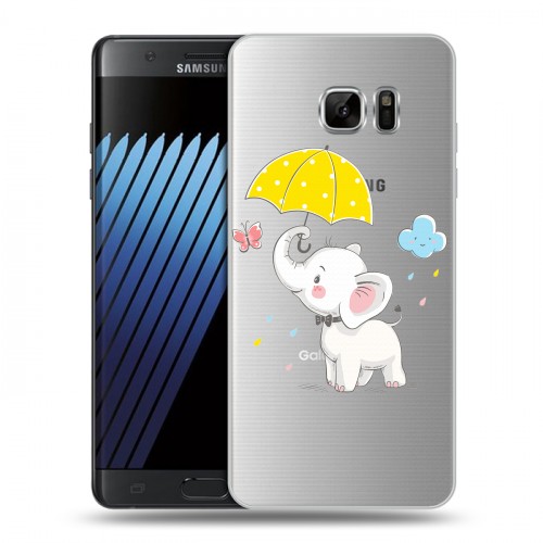 Полупрозрачный дизайнерский пластиковый чехол для Samsung Galaxy Note 7 Прозрачные слоны
