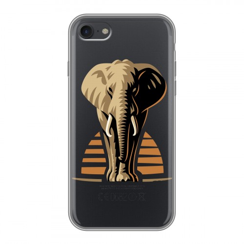 Полупрозрачный дизайнерский силиконовый с усиленными углами чехол для Iphone 7 Прозрачные слоны