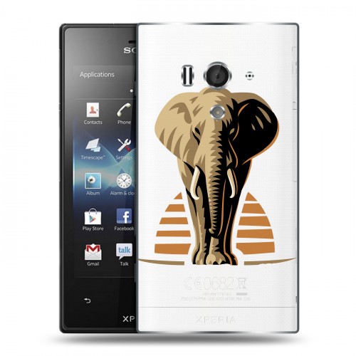 Полупрозрачный дизайнерский силиконовый чехол для Sony Xperia acro S Прозрачные слоны