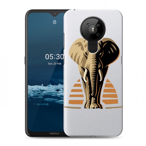 Полупрозрачный дизайнерский пластиковый чехол для Nokia 5.3 Прозрачные слоны