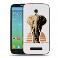 Полупрозрачный дизайнерский пластиковый чехол для Alcatel One Touch Pop S9 Прозрачные слоны