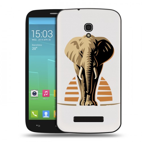 Полупрозрачный дизайнерский пластиковый чехол для Alcatel One Touch Pop S9 Прозрачные слоны