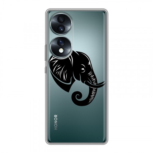 Полупрозрачный дизайнерский пластиковый чехол для Huawei Honor 70 Прозрачные слоны